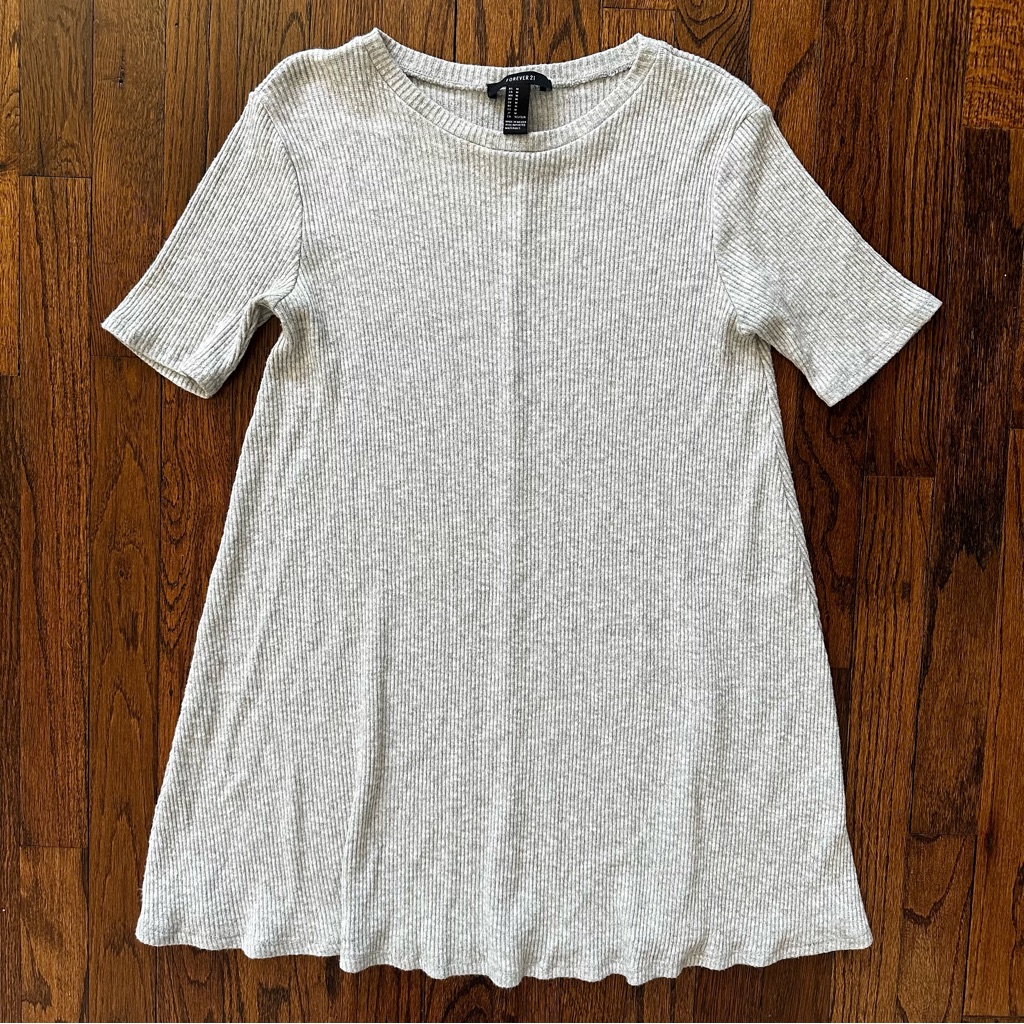 Forever 21 Gray Relaxed Ribbed T-Shirt Dress Medium